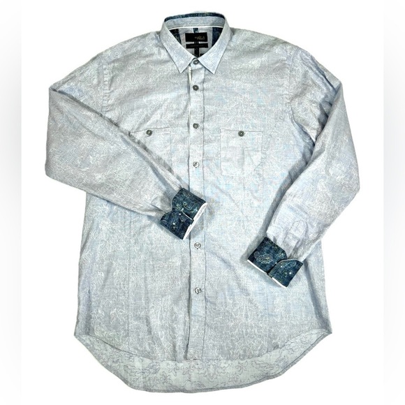 EIGHT‎ X PREMIUM Men’s Embroidered Button Down Paisley Blue Buckle Exclusive M - Picture 3 of 16
